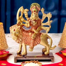 Charming Brass Sherawali Mata Idol