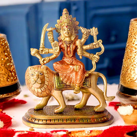 Handcrafted Brass Sherawali Mata Idol