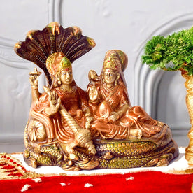Sacred Brass Vishnu Laxmi Statue - Large