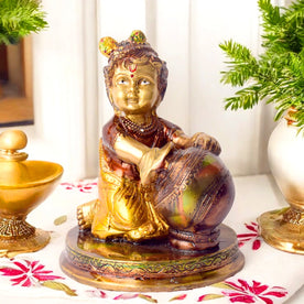 Handcrafted Brass Bal Gopal Makhan Chor Statue