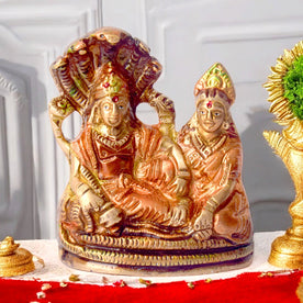 Sacred Brass Vishnu Laxmi Statue - Small