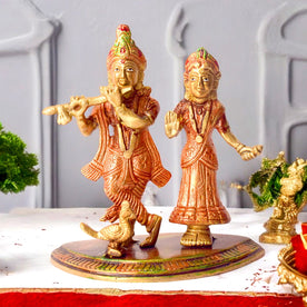Divine Radha Rani And Krishna Kanhaiya Brass Idol