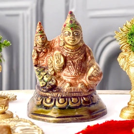 Auspicious Lord Kuber Brass Idol with Laxmi Ji