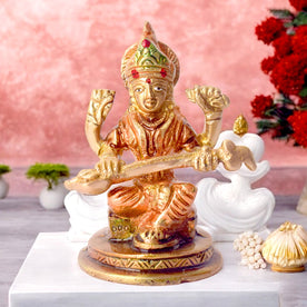 Exquisite Handcrafted Brass Saraswati Idol