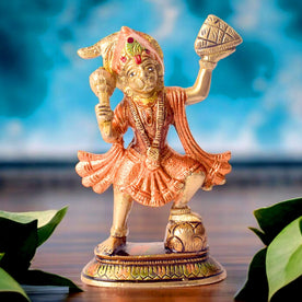 Radiant Colored Brass Sanjivani Hanuman Idol