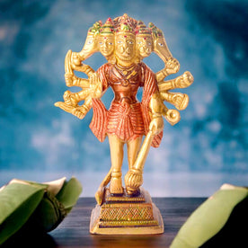 Exquisite Brass Panchmukhi Hanuman Standing Idol