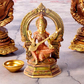 Brass Goddess Saraswati Statue