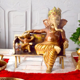 Lord Ganesh, Ganpati, is known for Blessing Good Health and Wealth, The Idol Is made from Premium Quality material for long-lasting use. Handmade product from the Artisanship of India's Craftsman Using Modern Style.