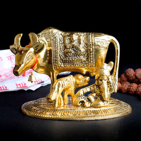 Graceful Small Kamdhenu Cow with Laddu Gopal and Calf