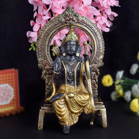 Brass Ram with Bow Idol in Sitting Pose