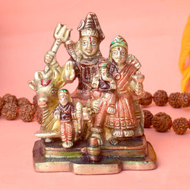 4 Inch Brass Shiv Parivaar Statue: Complete Lord Shiva Family Idol