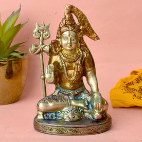 6 Inch Brass Shiv Idol: Divine Lord Shiva Statue
