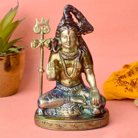 6 Inch Handcrafted Brass Shiv Idol