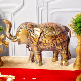 Brass Elephant Statue with Upward Trunk: A Symbol of Prosperity and Good Luck