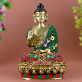 Decorated brass Buddha Idol