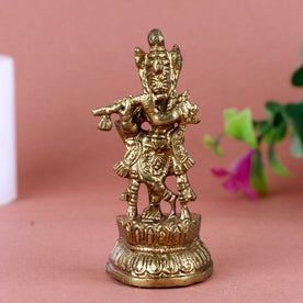 Stunning Brass Krishna With Flute Idol