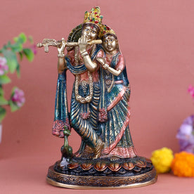 Attractive Radha Krishna With Flute/Bansuri Brass Idol