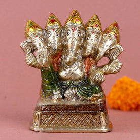 Brass Panchmukhi Ganesh Statue
