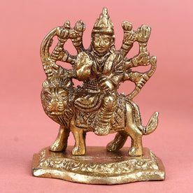 Engraved Brass Maa Sherawali Idol