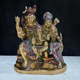 8 Inch Shiv Parivaar Statue for Sacred Decor