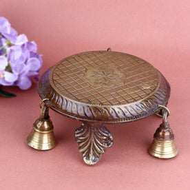 Decorative Brass Chowki with Bells
