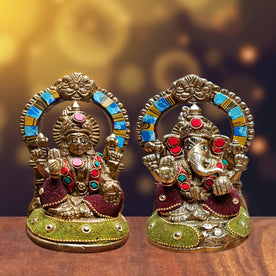Brass Lakshmi Ganesha Statue Puja Store Online Pooja Items Online Puja Samagri Pooja Store near me www.SATVIK