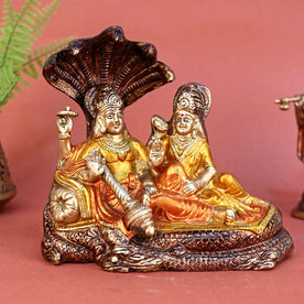 Brass Colorful Vishnu Laxmi Idol