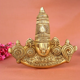 Brass Tirupati Balaji Maharaj Face Wall Hanging Small